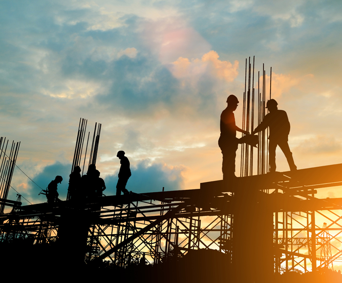 construction site at dusk